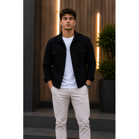 Jaqueta Jeans PACO Preta – Estilo Urbano e Atemporal