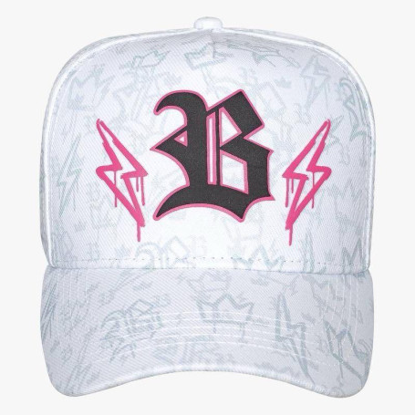 Boné BLCK Branco com Rosa | Estilo Clean e Toque de Cor