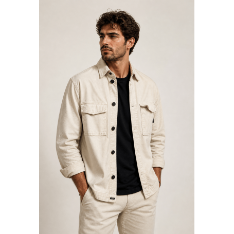 Jaqueta Sarja Overshirt Palha – Moderna e Leve