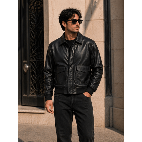 Jaqueta Vegan Leather Aviador KJ Black | Estilo e Conforto
