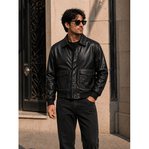Jaqueta Vegan Leather Aviador KJ Black | Estilo e Conforto
