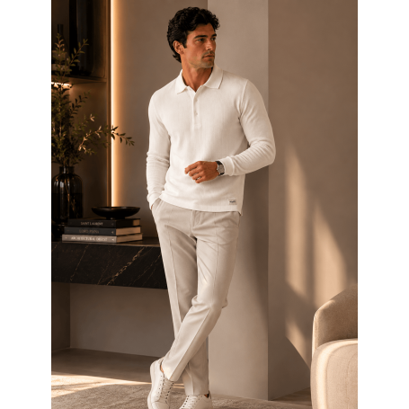 Polo Malha Tricot Manga Longa