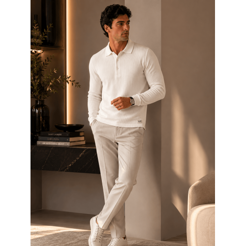 Polo Malha Tricot Manga Longa