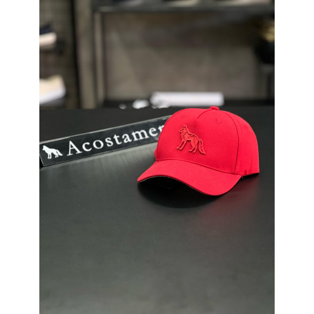 Boné Acostamento Vermelho | Snapback com Aba Curva e Lobo Bordado