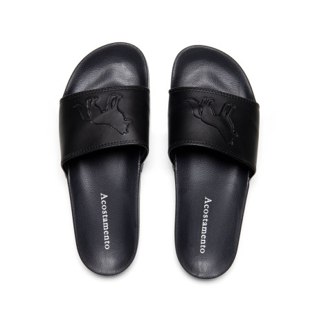 Chinelo Slide Acostamento Preto com Logo Preto – Estilo Discreto | GS Exclusive