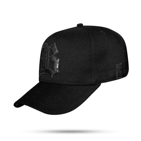 Boné Snapback Preto Logo Couro Letras Preto – Estilo e Sofisticação