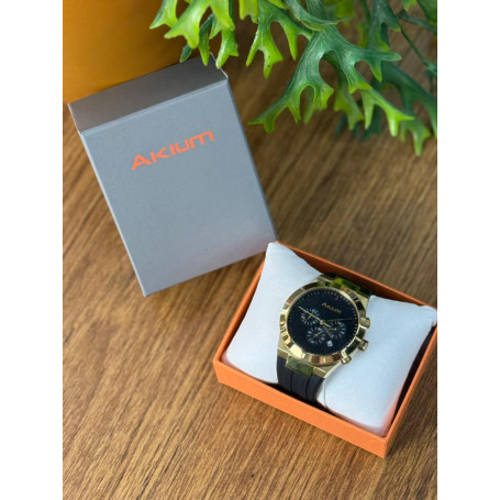 Relógio Akium Caixa Gold com Pulseira de Borracha | Original