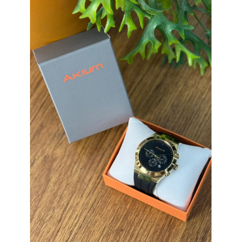 Relógio Akium Caixa Gold com Pulseira de Borracha | Original