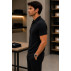 Polo K&J Black Textura Tricot London Masculina Elegante e Confortável