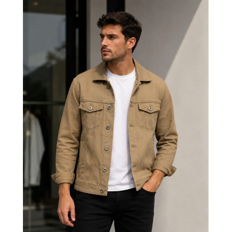Jaqueta K&J Black Malha Ponto Trucker Masculina Moderna