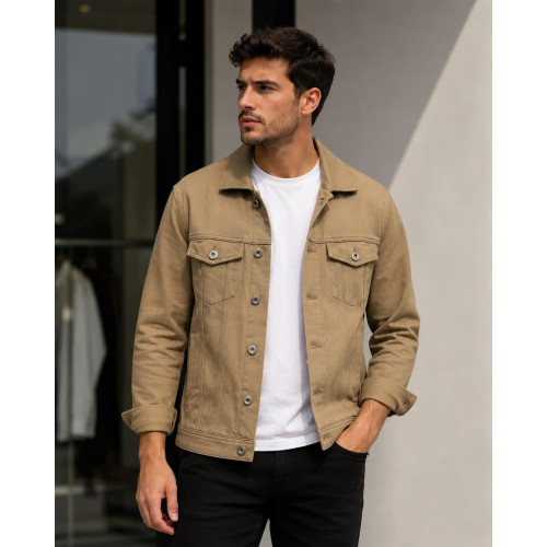 Jaqueta K&J Black Malha Ponto Trucker Masculina Moderna