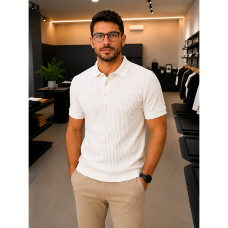 Polo K&J Black Premium Granite Slim Masculina Elegante