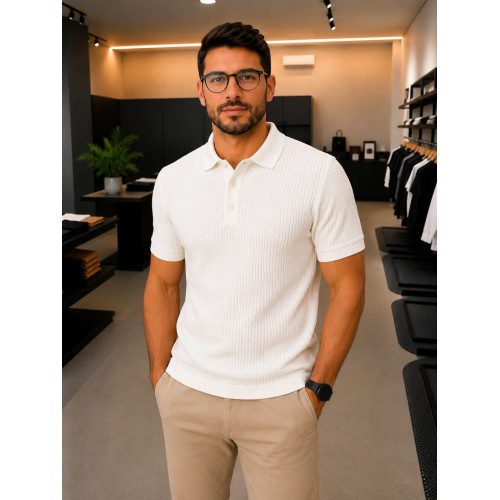 Polo K&J Black Premium Granite Slim Masculina Elegante Polo K&J Black Premium Granite Slim Masculina Elegante
