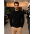 Suéter K&J Black Textura Tricot Gola Alta