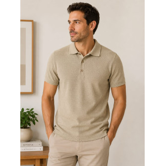 Camisa Polo Tricô Slim Masculina com Design Sofisticado