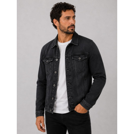 Jaqueta Jeans FlexBlack Masculina Estilosa e Confortável