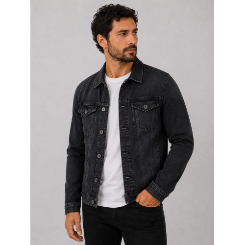 Jaqueta Jeans FlexBlack Masculina Estilosa e Confortável