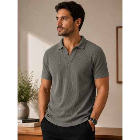 Polo King&Joe Malha Tricot Gola V Masculina Elegante e Confortável