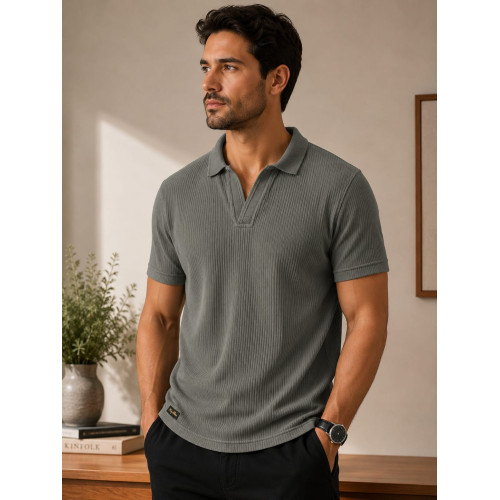 Polo King&Joe Malha Tricot Gola V Masculina Elegante e Confortável Polo King&Joe Malha Tricot Gola V Masculina Elegante e Confortável