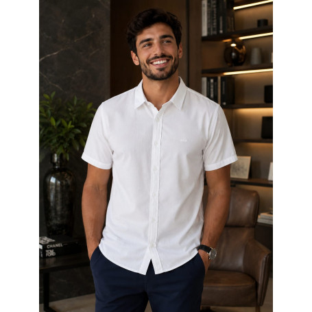 Camisa Casual Cotton Linen MC King Joe Masculina Premium